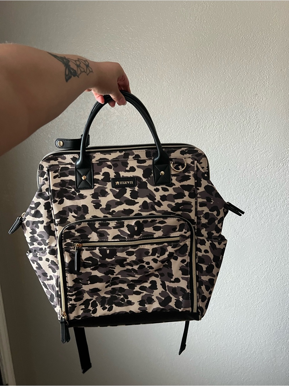 Maevn Leopard Print Convertible Backpack